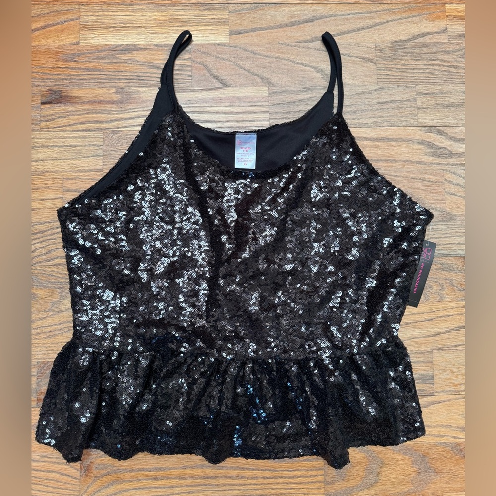 Black Sequin Whimsygoth Fairy Peplum Camisole Festival Goth dark academia